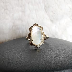 Kendra Scott Aisha Gold Tone Ivory Mother of Pearl Ring Set of 2 - Size 6